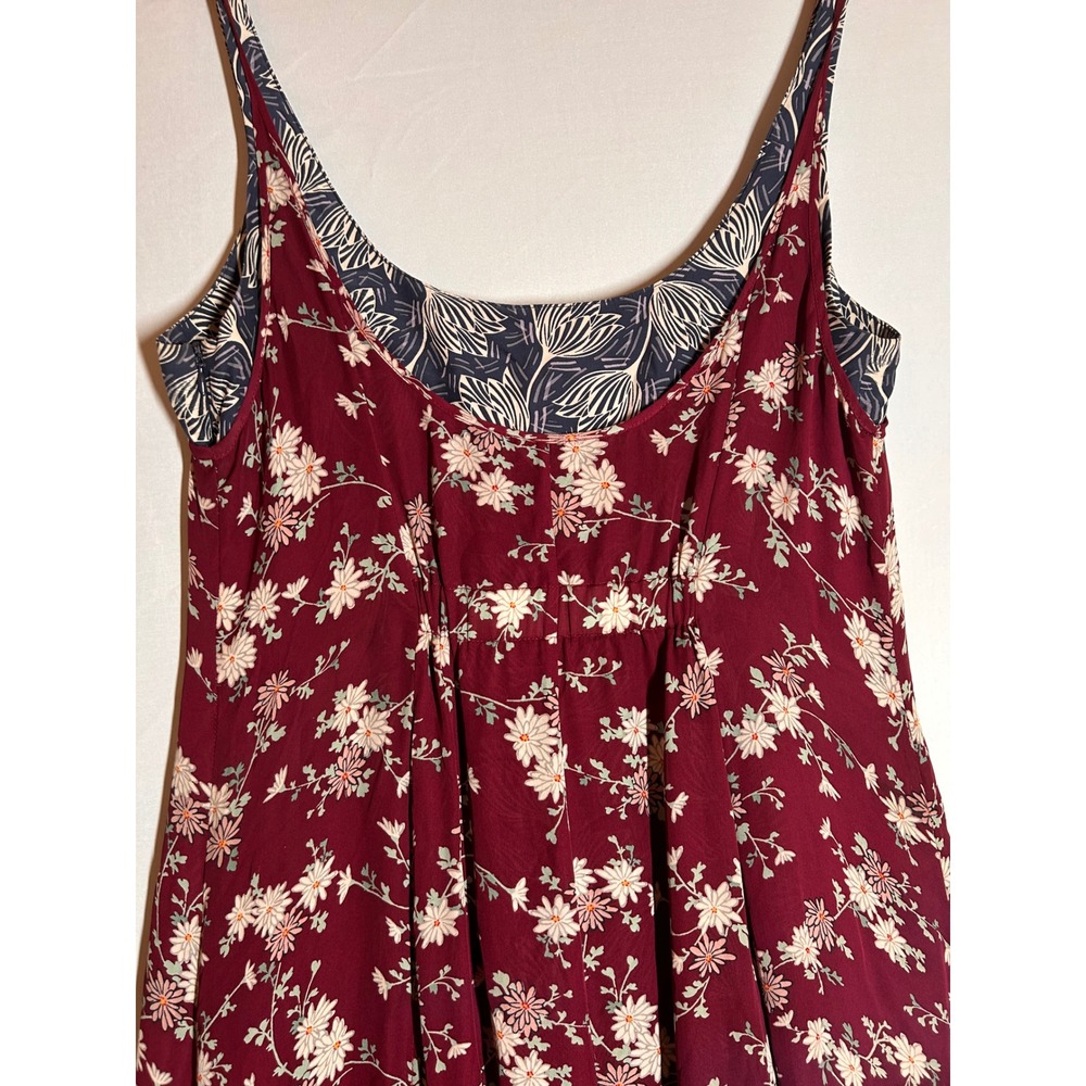Cinq a Sept Burgundy Nathalia Floral Silk Asymmetrical Midi Dress 10 Mixed Print - Picture 6 of 12